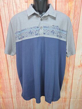 Travis Mathew Mens Gray & Blue Colorblock Polo XL Pima Cotton Blend